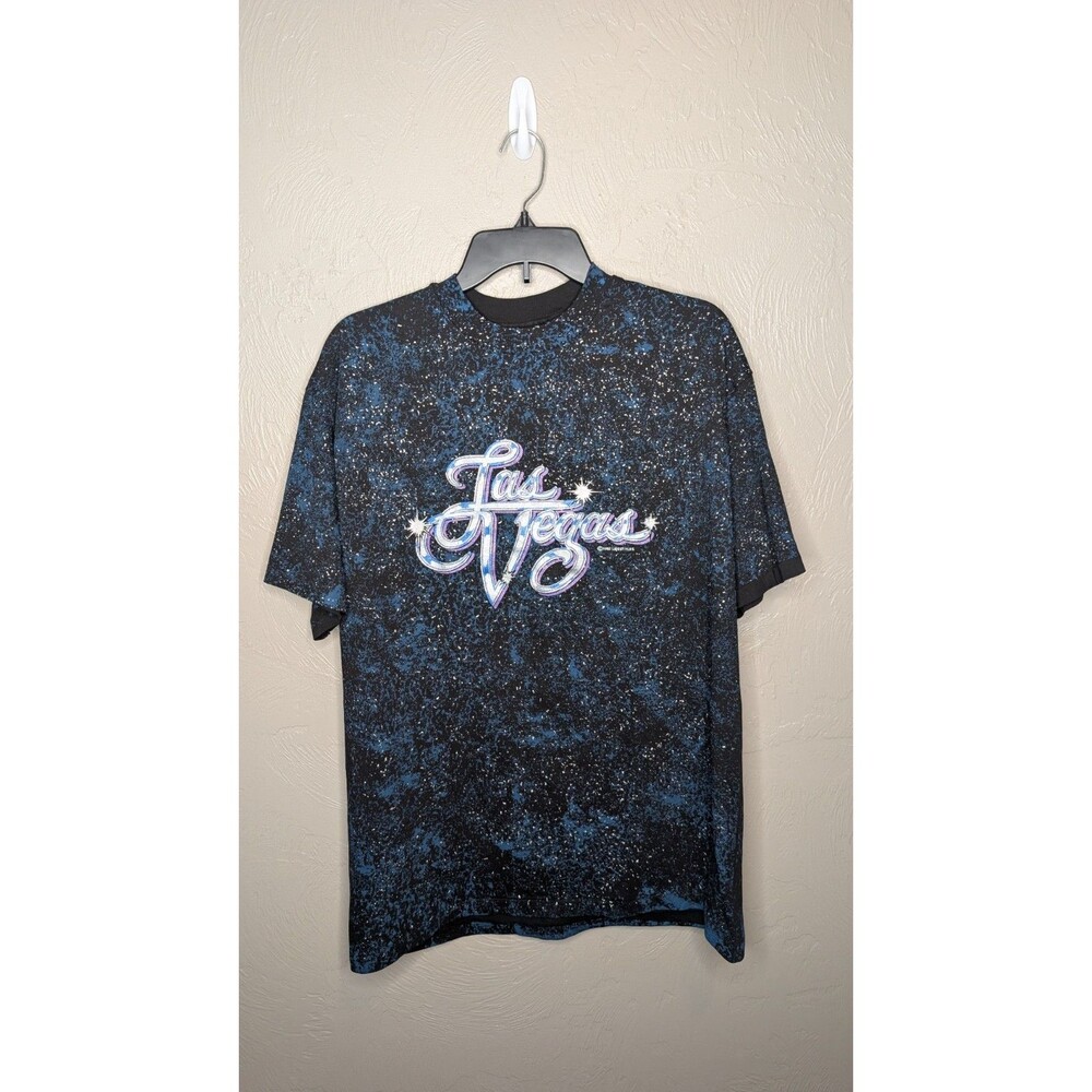 Vintage Beefy-T Adult Large Blue Black Silver Las Vegas T Shirt 1992 Lifestyles